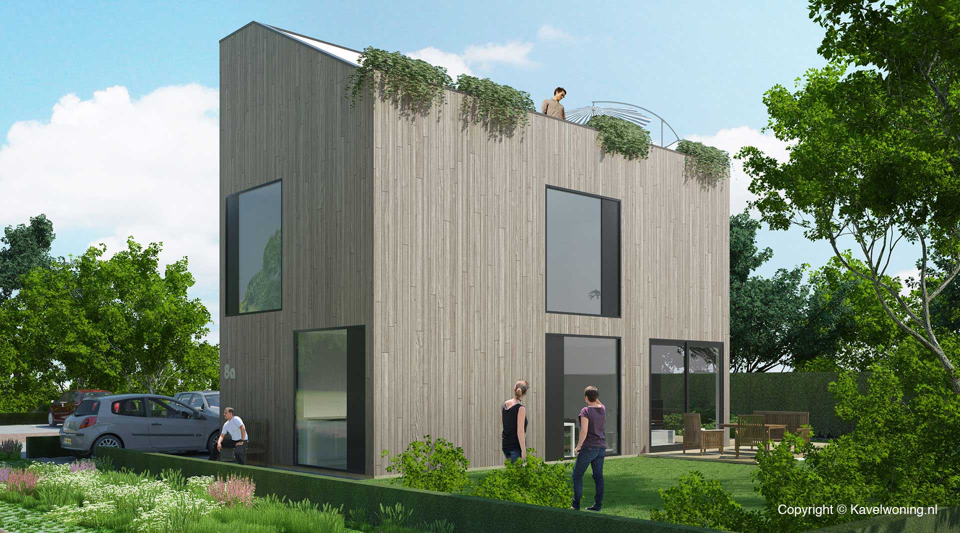 moderne vrijstaande cataloguswoning / zelfbouw woning - Datcha House met gevel van hout