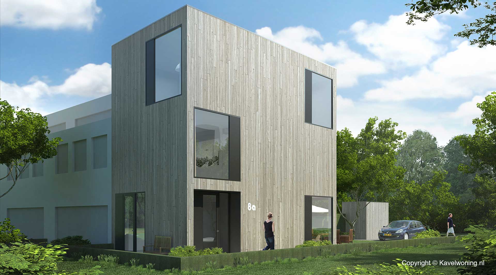 moderne cataloguswoning / zelfbouw woning - End-datcha House met gevel van vergrijst hout