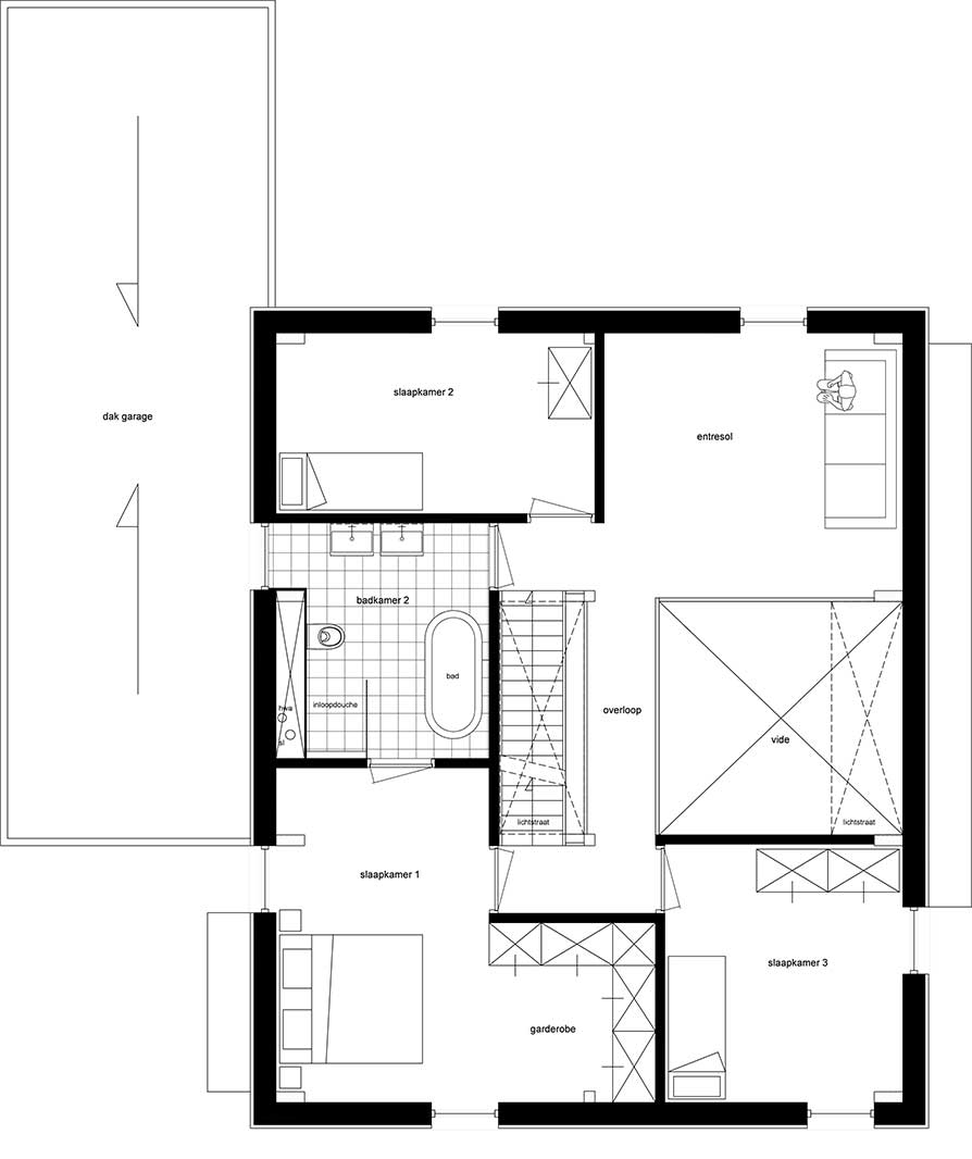 Stack house - plattegrond kubistische woning